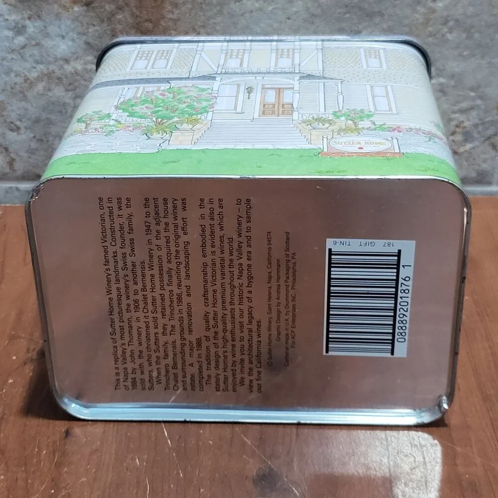 Sutter Home Winery Napa Valley Gift Tin Lidded Box Cannister